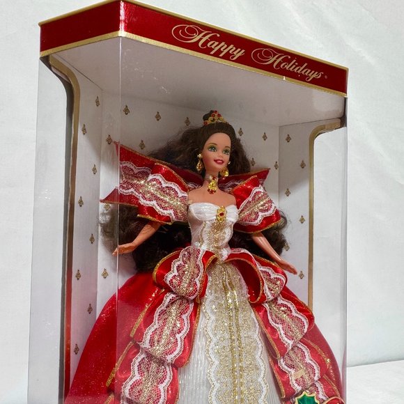 1997 Barbie Doll - Happy Holidays 10th Anniversary - in Red Christmas Dress - Picture 4 of 4